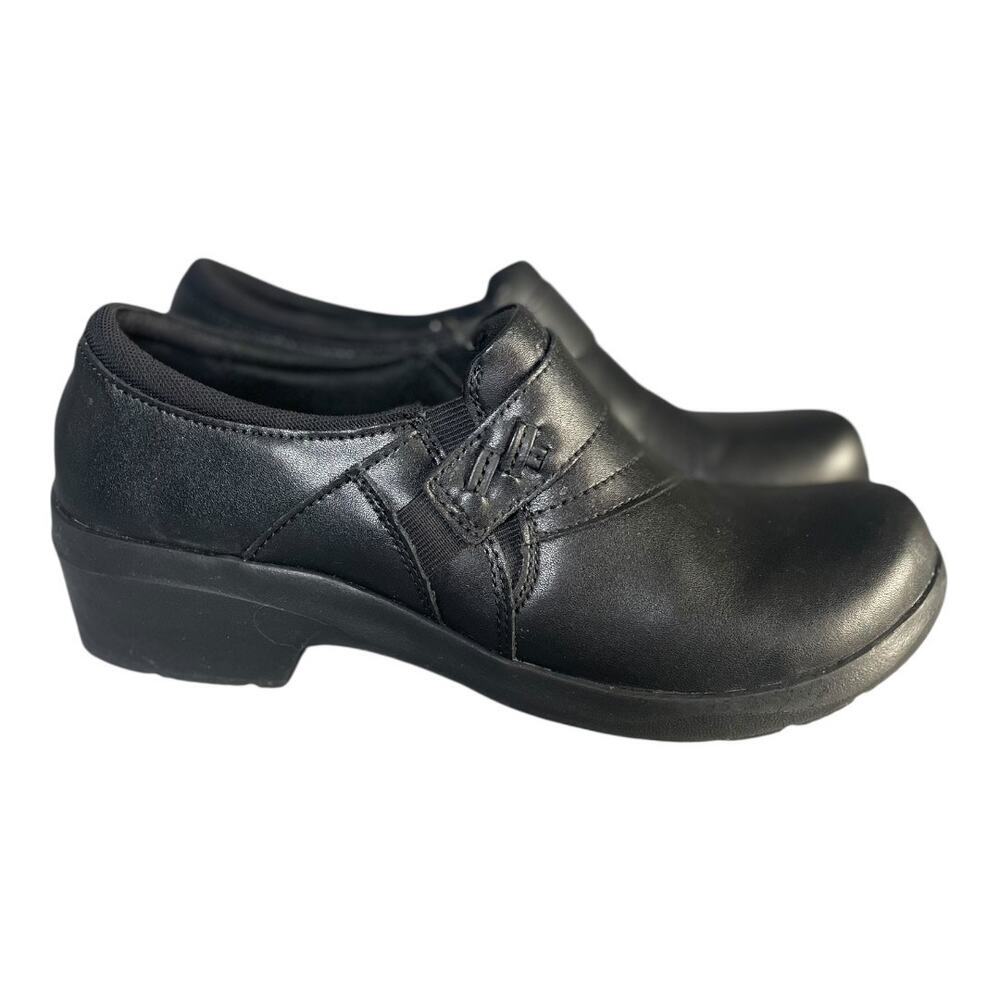 Clarks Women’s Angie Pearl Black Leather Slip On Loafers Size-10M